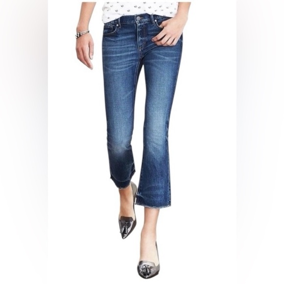 Banana Republic Denim - Banana Republic Faded Blue Denim Cropped Flare Jeans